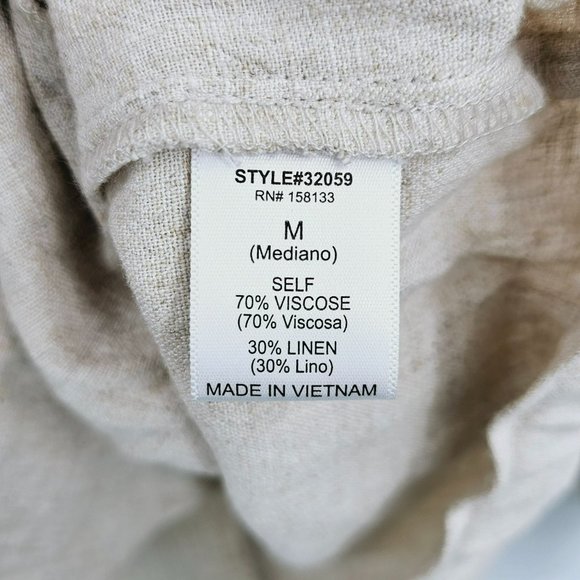 Staccato Moto Utility Jacket M Viscose Linen Zip Snap Roll Tab Sleeve Oatmeal - Picture 8 of 13